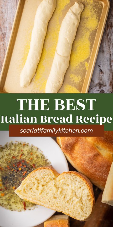 This is the BEST homemade crusty Italian bread recipe made with just 5 simple ingredients. Crusty on the outside and soft and chewy on the inside, this simple bread recipe is great to make ahead. Italian Bread For Dipping, Soft Italian Bread, Pizza Bread Recipe Homemade, Soft Italian Bread Recipes, Italian Bread Recipes Homemade, Dipping Bread Recipe, Artistic Bread, Easy Italian Bread, Crusty Italian Bread Recipe