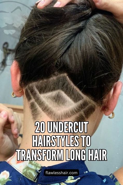 Short Geometrical Nape Undercut Hair Design Nape Undercut Designs, Subtle Undercut, Undercut Hair Designs, Women With Long Hair, Undercut Hair, Undercut Hairstyles Women, Undercut Long Hair, Undercut Designs, Undercut Styles