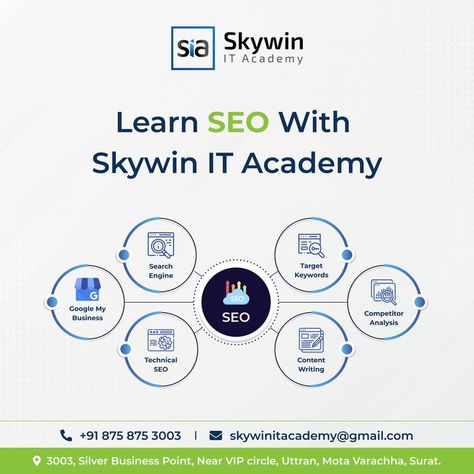 Become the best SEO specialist with an up-to-date certified SEO course.🎯 Kickstart your career as a SEO & Crack your next high-paying job 🔥 #skywinitacademy #hatadofresherkatag #seo #digitalmarketing #itcourse #itacademy #itinstitute #itindustry #surat Seo Course, Digital Advertising Design, Seo Writing, It Training, Learn Seo, Google Seo, Seo Specialist, High Paying Jobs, Job Placement