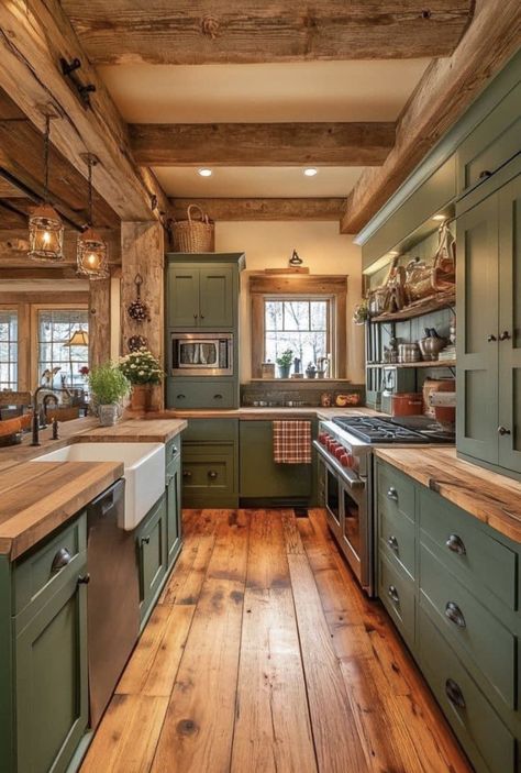 Quirky Farmhouse, Rustic Kitchen Design, Cabin Kitchens, Farmhouse Kitchen Design, Diy House, Kitchen Redo, House Projects, Art Trends, Paint Art