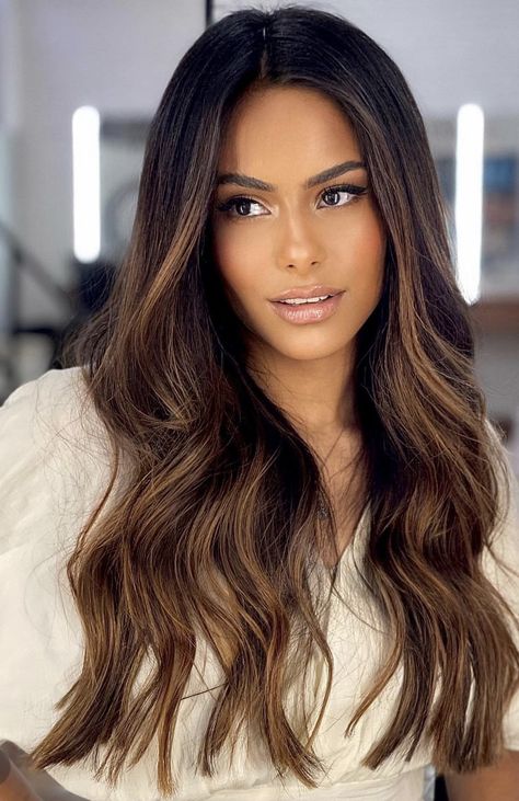 Black To Brown Balayage, Olive Skin Hair, Best Brunette Hair Color, Dark Brown Hair Color Ideas, Brown Hair Color Ideas, Brown Hair Shades, Brunette Hair With Highlights, Brown Hair Color, Brunette Balayage Hair