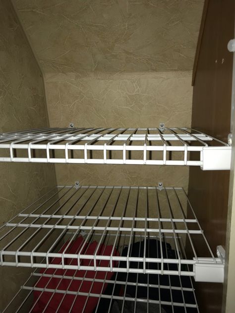 Easy Rv Closet Storage Solutions You Need To See - Pineapple Voyage Camping Storage Ideas Travel Trailers, Rv Closet Organization Ideas, Rv Basement Storage Ideas, Boating Meals, Seasonal Campsite, Camper Updates, Rv Updates, Rv Closet, Make Shelves