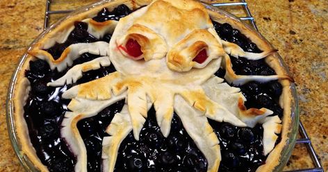 OCTO-PIE or OCTOPUS PIE?  What do you say? Oyster Pie, Octopus Pie, Canned Blueberries, Blueberry Pie Filling, Havasu Falls, Pie Tin, Dutch Oven Cooking, Kayak Camping, Fruit Pie