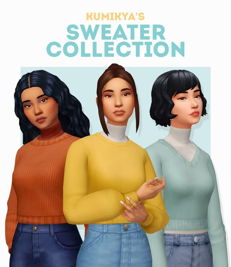 Sweater Collection | Kumikya on Patreon Accessory Shirt Sims 4 Cc, Imvikai Sims 4 Cc, Maxis Match Pajamas, Maxis Match Clothes, Los Sims 4 Mods, Sims 4 Cc Maxis Match, Sims 4 Cc Maxis, Pelo Sims, The Sims 4 Packs