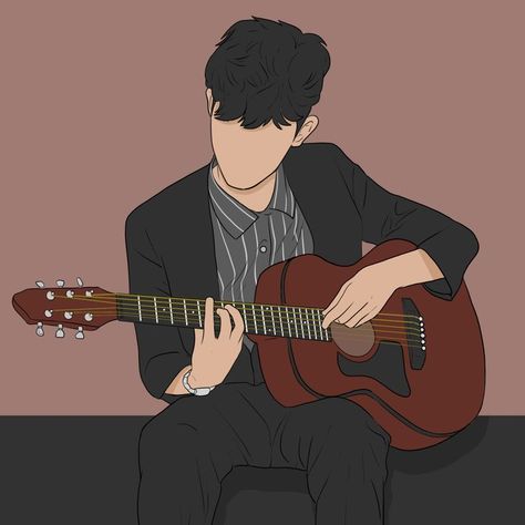 Boy With Guitar, Acoustic Guitar Art, Guitar Sketch, Guitar Illustration, Guitar Boy, Guitar Drawing, Art Guitar, Iron Man Art, Magic Tattoo