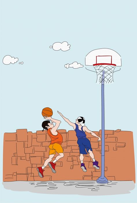 Playing Basketball Drawing, Basketball Animation, Basketball Vector, Basketball Cartoon, Basketball Drawings, Astronaut Illustration, Student Games, Basketball Background, Hip Hop Print