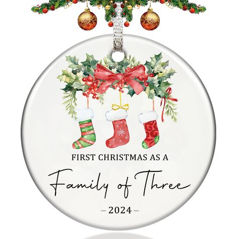 Parents Gifts, Personalized Family Ornaments, Personalized Christmas Ornaments Family, Baby First Christmas, A Family Of Four, Family Ornaments, Newborn Girls, Family Of Three, Xmas Tree Ornament