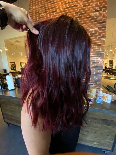 Black And Wine Hair Color, Pinot Noir Hair Color, Checkerboard Hair Color, Burgundy Hair Hazel Eyes, Ultraviolet Hair Color, Brunette With Red Lowlights, Outfits For Burgundy Hair, Magenta Brown Hair, Deep Magenta Hair