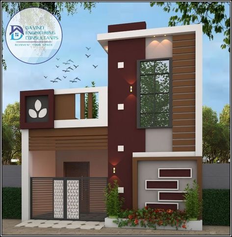 House Tower Elevation Design, Tower Home Design, Small Home Elevations Indian, Indian Exterior House Colour Combination, Home Tower Design Indian, Best Elevation Colour Combination, Tower Design For Home, Front Colour Of House, Home Tower Design