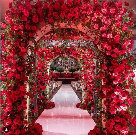 Lebanese Wedding, Red Wedding Theme, Wedding Entrance Decor, Wedding Entrance, Wedding Stage Decorations, Desi Wedding, Entrance Decor, Stage Decorations, Wedding Stage