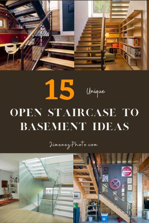 Stairs Open To Basement, Open Staircase Design Ideas, Open Concept Basement Stairs, Enclosing Basement Stairs, Staircase Open On Both Sides, How To Close Off Open Stairs, Opening Up Staircase Wall To Basement, Open Basement Staircase Ideas, Open Stairwell Ideas