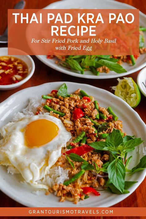 Pad Kra Pao Recipe, Pad Ka Prao Recipe, Recipes With Oyster Sauce, Stir Fried Pork, Pao Recipe, Street Food Stall, Pad Kra Pao, 2023 Meals, Fried Egg Breakfast