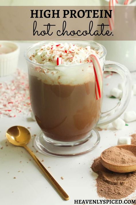 This delicious protein hot chocolate with collagen recipe consists of only two ingredients, takes only three to four minutes to prepare, and offers 32 grams of protein per serving! #highproteindiet #highproteinrecipes #highproteinsnack #protein #proteinrecipe #collagen #healthyliving #healthylifestyle #healthydrink #healthyweightloss #healthy #hotchocolate Protein Hot Chocolate, Benefits Of Collagen, Collagen Recipes, Daily Nutrition, Low Calorie Drinks, Peppermint Hot Chocolate, Vital Proteins, Collagen Protein, Healthy Drinks Recipes