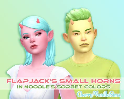 cherryvanillasims: “FLAPJACK’S SMALL HORNS in Noodle’s Sorbet Colors by CherryVanillaSimsSo, I decided to recolor and share these cute horns that I adore! I needed it in Noodle’s Colors because I love... Sims 4 Unicorn Horn, Sims Horns Cc, Ts4 Alien Cc, Sims 4 Horns Cc, Sims 4 Cc Horns, Sims 4 Alien Cc, Flap Jack, Cherry Vanilla, Pelo Sims