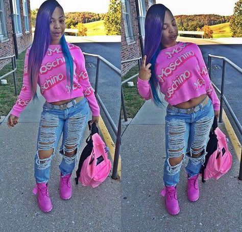 Pink Timbs Outfits, Pink Timbs, 11s Outfit, Timbs Outfits Women, Timbs Outfits, Pink Timberland Boots, Teenage Girl Hairstyles, Pink 11s, Timberland Outfits