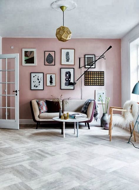 A pink wall in the living room – 15 Photos of how to decorate living rooms in pink Pastel Living Room, Murs Roses, Deco Rose, Pink Living Room, Design Del Prodotto, Restaurant Interior Design, Pink Room, Pink Walls, A Living Room