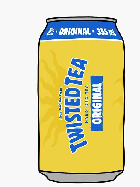 "twisted tea cartoon" Sticker for Sale by emsegato | Redbubble Twisted Tea Drawing, Twisted Tea Painting, Twisted Tea Tattoo, Twisted Tea Aesthetic, Twisted Tea Logo, Tea Gift Ideas, Tea Cartoon, Diy Beer Pong, Diy Beer Pong Table