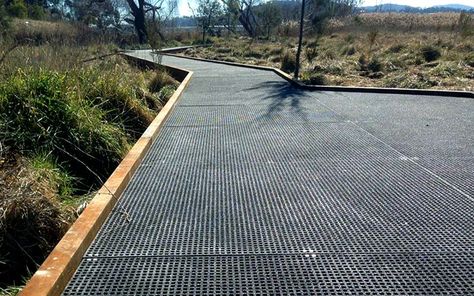 Fiberglass Grating Panels for Slip Resistant Boardwalks and Walkways Turf Roof, Pedestrian Walkway, Marine Environment, Rooftop Deck, Pedestrian Bridge, Concrete Structure, Roof Deck, Composite Material, Green Roof