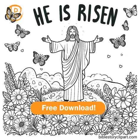 Jesus is Risen Coloring Page Bible Clipart, The Empty Tomb, Jesus Is Risen, Empty Tomb, Christ Is Risen, Easy Coloring, Easter Coloring Pages, The Resurrection, Easter Colouring