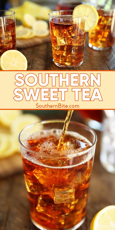 Let me show you how easy it is to make the perfect, ice-cold glass of Southern Sweet Tea! I'm sharing my easy recipe and all my tips for keeping your tea perfectly clear, with no bitterness in sight! How To Make Sweet Tea With Tea Bags, Gold Peak Sweet Tea Recipe, Best Sweet Tea Recipe, How To Make Sweet Tea, Sweet Tea Recipe Southern, Southern Sweet Tea Recipe, Homemade Sweet Tea, Alcoholic Iced Tea, Southern Comfort Drinks