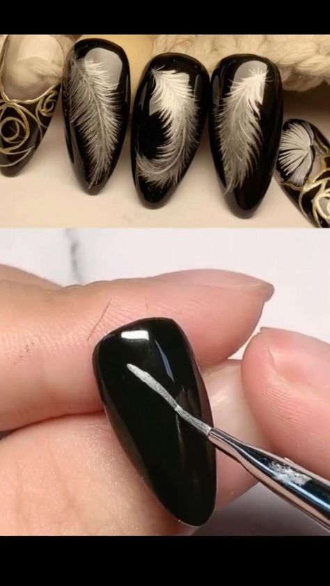 Nails Nail Art Designs, Feather Nail, Feather Nail Art, Deco Nails, Diy Feather, Feather Nails, Nail Art Designs Images, Boho Nails, Art Deco Nails