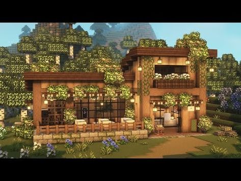 (30) [Minecraft] ☕📕 Enchanting Cafe Tutorial / Mizuno's 16 Craft Resource Pack - YouTube Minecraft Stores, Minecraft Cottage, Easy Minecraft Houses, Minecraft Furniture, Minecraft Inspo, Minecraft House Designs, Time To Relax, Minecraft Building, Minecraft Designs