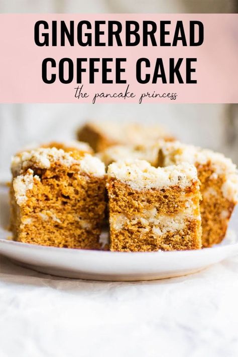 Gingerbread Coffee Cake, Christmas Coffee Cake, Pancake Princess, Best Cinnamon Roll Recipe, Gingerbread Coffee, Winter Baking, Gluten Free Gingerbread, Sour Cream Coffee Cake, Sour Cream Cake