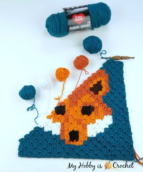 Lava Fox C2C Square in progres Crochet Fox Blanket, Blanket Diy Fleece, Corner To Corner Crochet Pattern, Yarn Images, Crochet C2c Pattern, Corner To Corner Crochet, Crochet Dragon, C2c Crochet, Crochet Blog