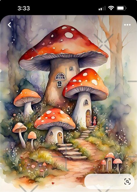 Phone Wallpaper Mushroom, Wallpaper Mushroom, Toadstool House, Fantasy Journal, Wallpaper S, Environment Reference, Forest Drawing, Mushroom Paint, Gnome Pictures