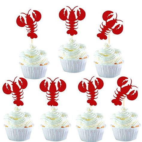 She Found Her Lobster, Crab Cupcakes, Crab Boil Party, Lobster Party, Crab Party, Beach Cupcakes, Nautical Decorations, Bbq Seafood, Lobster Bake