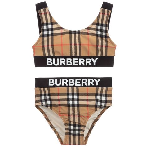 Burberry Bathing Suit, Burberry Swim, Striped Two Piece, Polo Ralph Lauren Kids, Chloe Kids, Burberry Kids, Long Sleeve Swimsuit, Ralph Lauren Kids, Striped Swimsuit