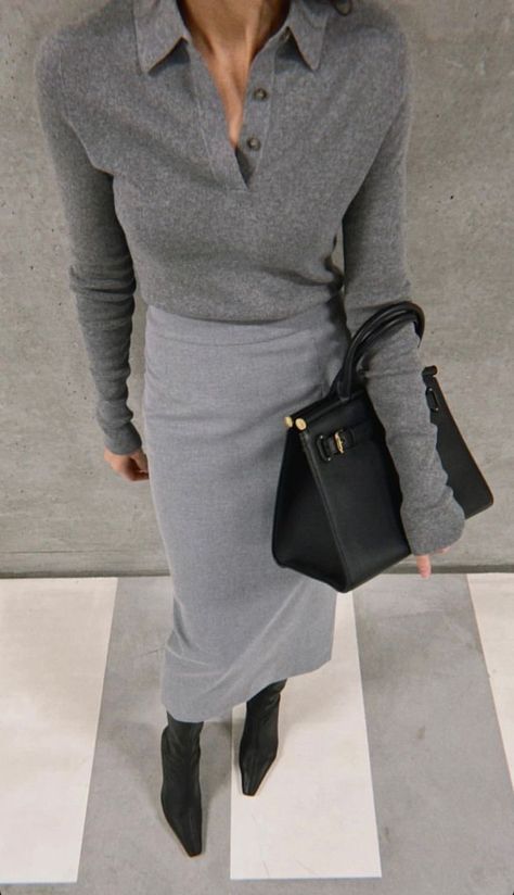 Winter Corporate Fashion, Outfits For The Office, Rok Outfit, Corporate Fashion, Rock Outfit, Grey Outfit, Looks Street Style, Mode Inspo, Inspired Outfits