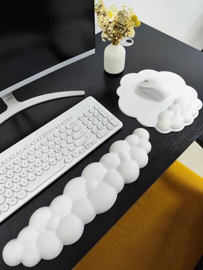 Cloud Room, Kawaii Collection, Gamer Setup, White Office, Room Stuff, Computer Office, Wrist Rest, Clouds Design, Small Home Office