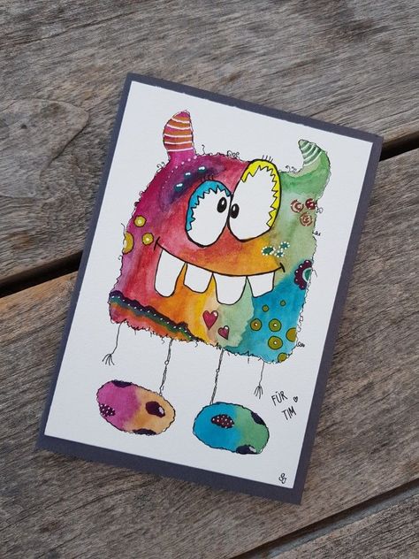 Monster Crafts, Elementary Art Projects, Art Lessons Elementary, Halloween Crafts For Kids, Happy Paintings, Camping Art, Monster Art, Fete Halloween, Elementary Art