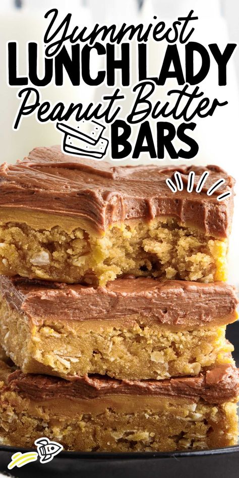 Lunch Lady Peanut Butter Bars, Popular In School, Lunch Lady Brownies, Peanut Butter Bars Recipe, Peanut Butter Oatmeal Bars, School Lunch Recipes, Cafeteria Food, Peanut Butter Oatmeal Cookies, Butter Bar