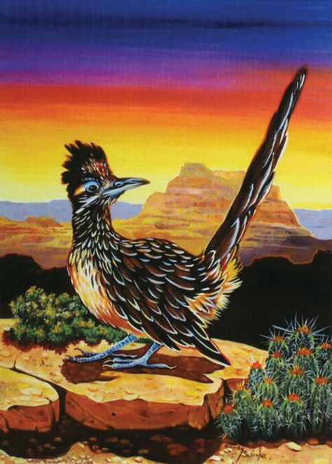 Roadrunner Art, Southwest Art Paintings, Celebrate Each New Day, Cactus Paintings, Desert Photography, Scene Drawing, Desert Art, Cactus Art, Art Gallery Wallpaper