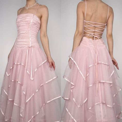 Light Pink Vintage Dress, Aesthetic Prom Dress Vintage 90s, Light Pink Graduation Dress, Jr Prom Dresses, Coquette Prom Dress, Pink Fairy Dress, 2000s Prom Dress, Prom Dress Y2k, Vintage Prom Dresses