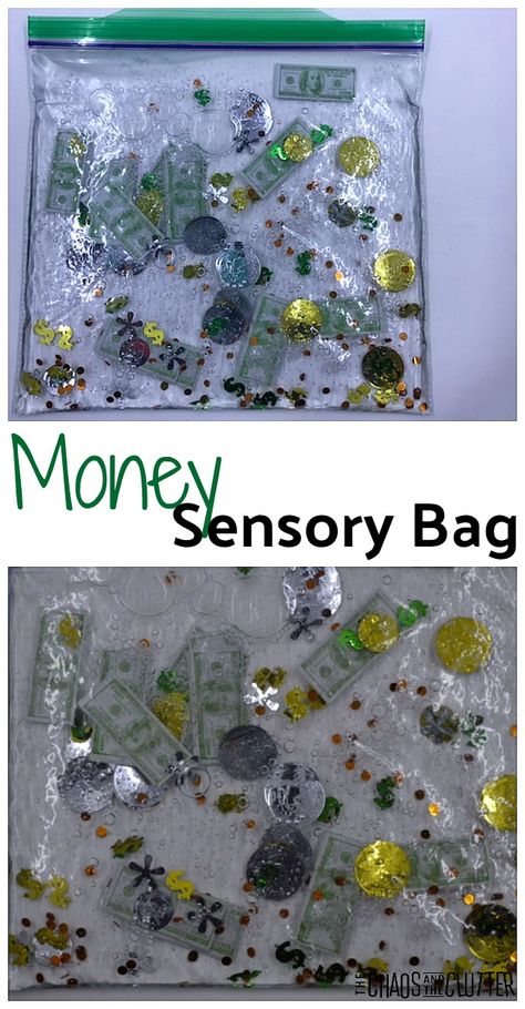 Money Sensory Bag - great addition to a unit study #math #sensory Money Sensory Activities, Prek Money Activities, Money Sensory Bin, Money Activities For Preschool, Money Activities For Kids, Shabbat Crafts, Letter M Activities, Infant Sensory, Study Math