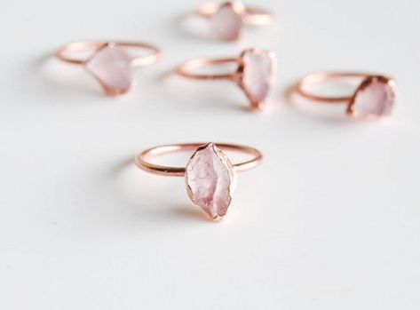 10 Pieces of Jewelry for People Who Are Obsessed with Crystals | Brit + Co Raw Rose Quartz Ring, Electroformed Ring, Raw Stone Ring, Antique Engagement Ring, Raw Rose Quartz, Cocktail Sauce, Solitaire Rings, Ringe Gold, Rose Quartz Ring