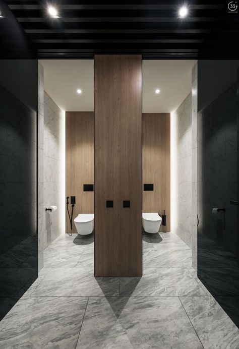 Commercial Toilet Design, Public Toilet Interior, Public Bathroom Design, Public Toilet Design, Workplace Bathroom, Office Bathroom Design, Bathroom Public, Office Restroom, Commercial Bathrooms