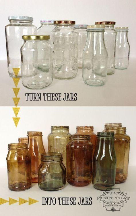 4 способа тонирования стекла Tinted Mason Jars, Koti Diy, Recycled Jars, Diy Jar Crafts, Mason Jar Crafts Diy, Pickle Jars, Jar Diy, Jam Jar, Mason Jar Wine Glass