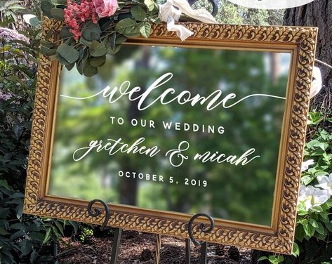 Wedding Welcome Sign Mirror, Welcome Sign Mirror, Mirror Wedding, Custom Wedding Decor, Wedding Mirror, Boda Diy, Booth Wedding, Cricut Wedding, Wedding Signs Diy