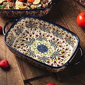 Vivid Flowers, Ceramic Bakeware Set, Baking Dish Set, Lasagna Pan, Casserole Set, Ceramic Bakeware, Ceramic Baking Dish, Casserole Pan, Polish Ceramics