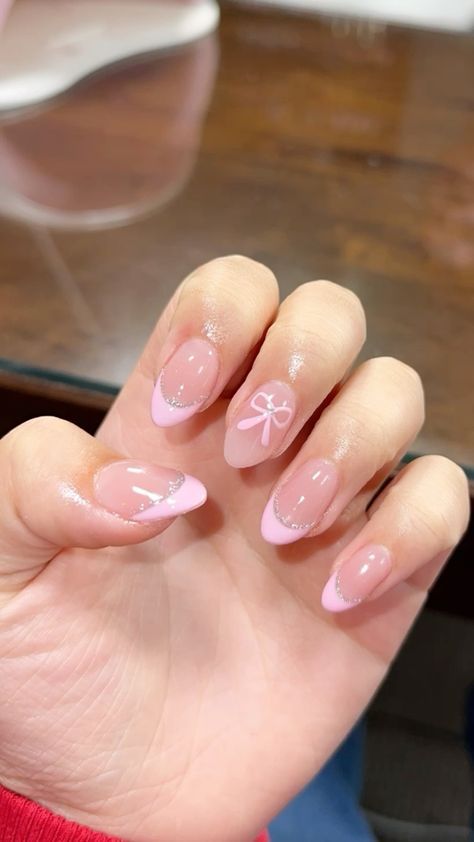 Pink Ribbon Nails, Teen Nails, Hippie Nails, Romantic Nails, A Aesthetic, Gel Nails Diy, Summery Nails, Casual Nails, Pretty Gel Nails