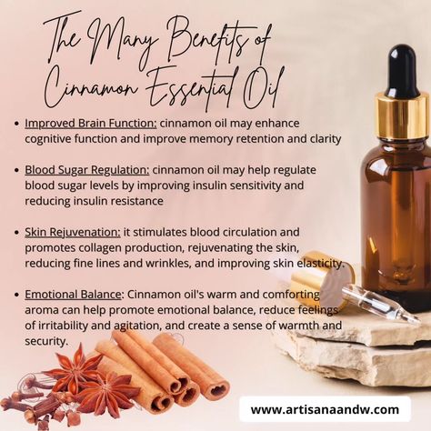 🌟 Elevate Your Wellness Routine with Cinnamon Essential Oil in our Uplift Essential Oil Blend - Early Easter Sale at our Etsy shop at www.aromatherapyartisan.etsy.com or view our full line of products at www.artisanaandw.com🌿 Experience the warm embrace of cinnamon essential oil, a natural wonder that's sure to spice up your self-care rituals! ✨From increasing and uplifting mood & energy to promoting emotional balance, cinnamon oil has a myriad of benefits for your mind, body, and soul.  🍂 ... Cinnamon Essential Oil Benefits, Cinnamon Oil Benefits, Uplifting Essential Oil Blend, Diy Cinnamon, Cinnamon Benefits, Handmade Soap Recipes, Cinnamon Oil, Cinnamon Essential Oil, Essential Oil Benefits