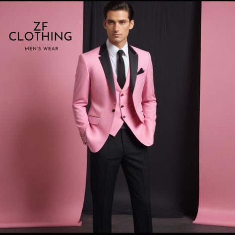 3 Piece Suits For Men, Pink Suit Men, Pink Tuxedo, Tailored Suit, Men Classic, Pink Suit, Vest Coat, 3 Piece Suits, Men's Suits