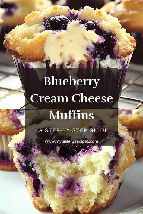 These Blueberry Cream Cheese Muffins are a delightful breakfast option! With a delicious cream cheese filling and a crunchy streusel topping, they’re the perfect way to enjoy blueberries Cream Cheese Blueberry Muffins, Blueberry Strudel Muffins, Cream Cheese Breakfast Recipes, Blueberry Cream Cheese Muffins, Cream Cheese Breakfast, Fruit Muffins, Chocolate Chip Muffin Recipe, Cheese Muffins, Cream Cheese Muffins