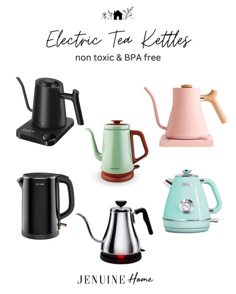 Non Toxic Electric Tea Kettles - Jenuine Home Hot Water Kettle, Kettle Electric, Hot Water Kettle Electric, Beautiful Electric Kettle, Electric Tea Pot, Tea Kettle Electric, Best Electric Tea Kettle, Water Kettle Electric, Aesthetic Electric Kettle