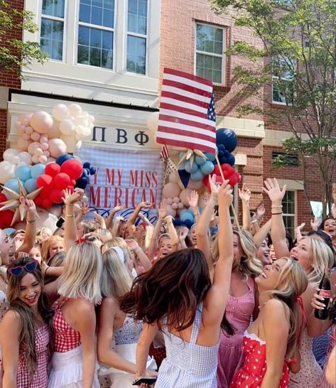 Usa Bid Day Theme, My My Miss American Pie Bid Day Theme, Miss American Pie Bid Day, My My Miss American Pie Outfits Sorority, Sorority Marketing, Sko Buffs, Sorority Bid Day Themes, Sorority Work Week, Sorority Themes