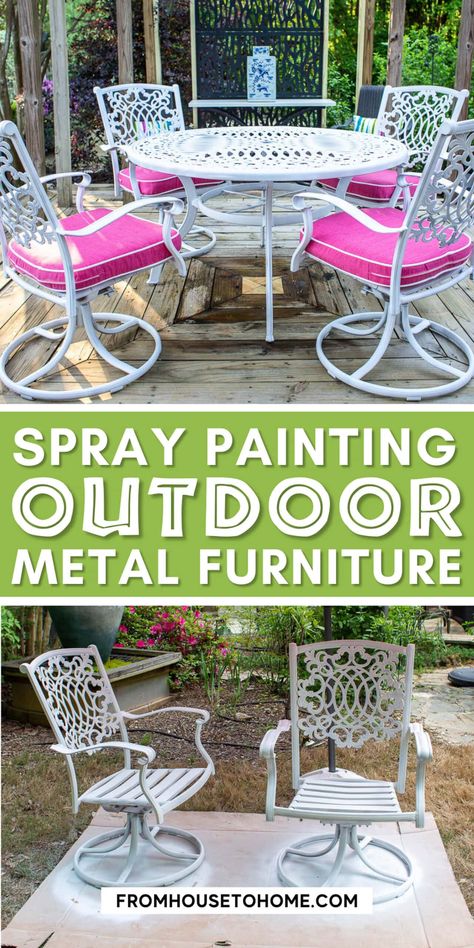 Outdoor Metal Furniture, Diy Glam Decor, How To Paint Metal, Painted Outdoor Furniture, Garden Patios, Summer Outdoor Decor, Deck Makeover, Furniture Painting Tips, House To Home